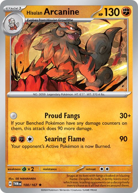 100 Hisuian Arcanine — Twilight Masquerade — English