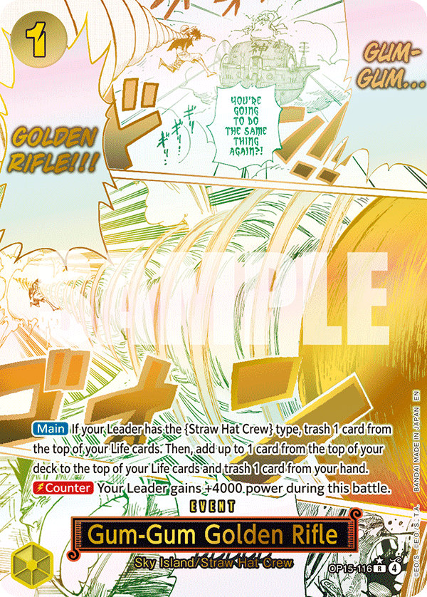 116 Gum-Gum Golden Rifle (altArt) — Adventure on Kami's Island — English