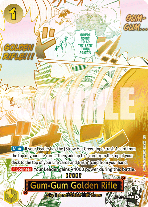 116 Gum-Gum Golden Rifle (altArt) — Adventure on Kami's Island — English