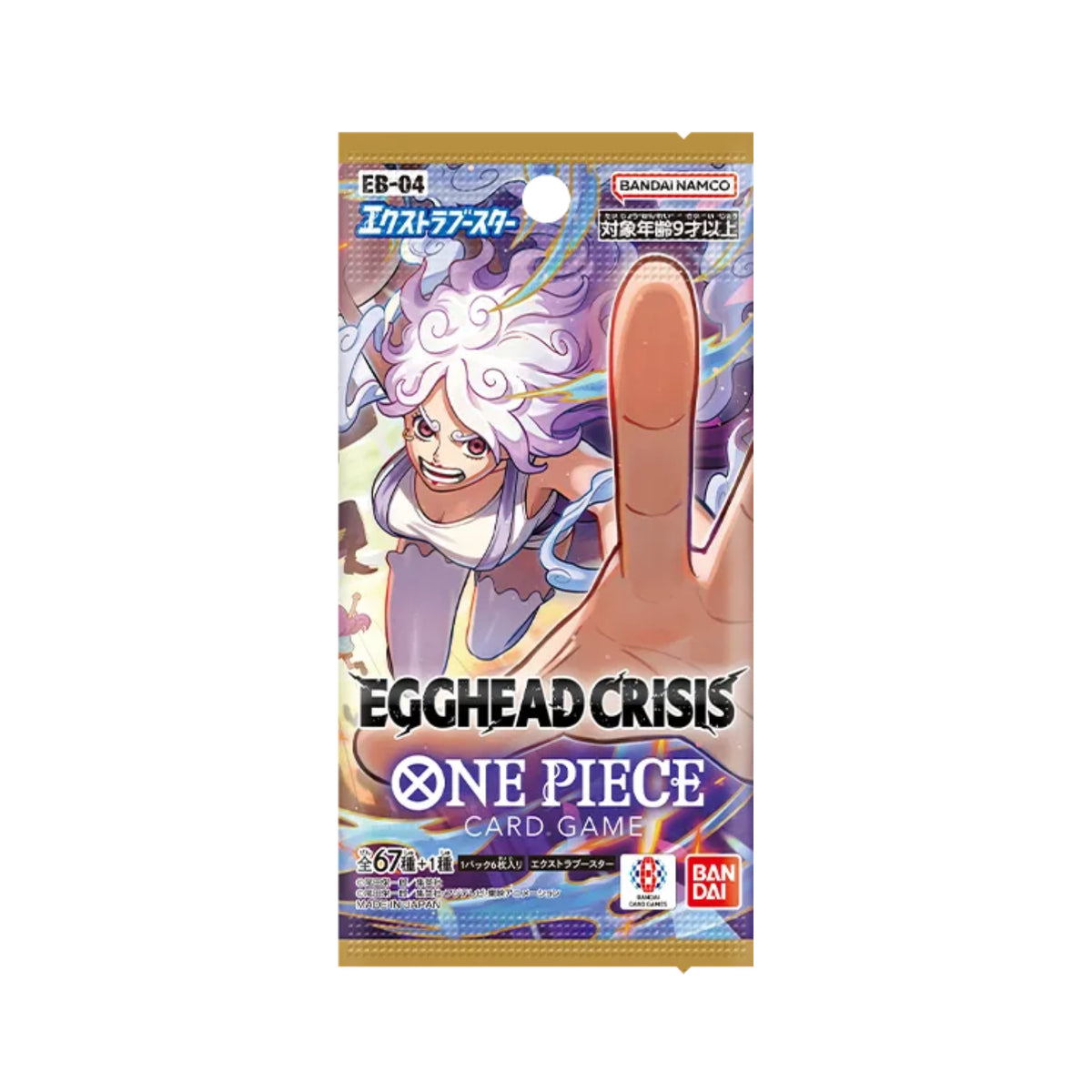 Card game pack for 'One Piece' card game with character illustration on a white background